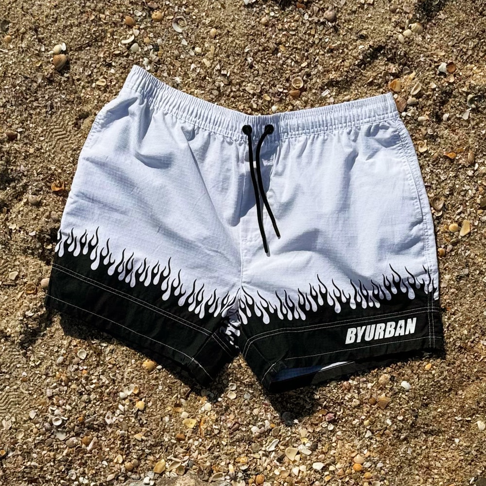 Short ByUrban Ripstop Flames Preto e Branco